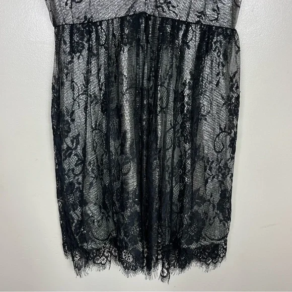 Francesca’s Lace Metallic V Neck Mini Dress Small Witchy Grunge Whimsigoth Fairy - Picture 3 of 9
